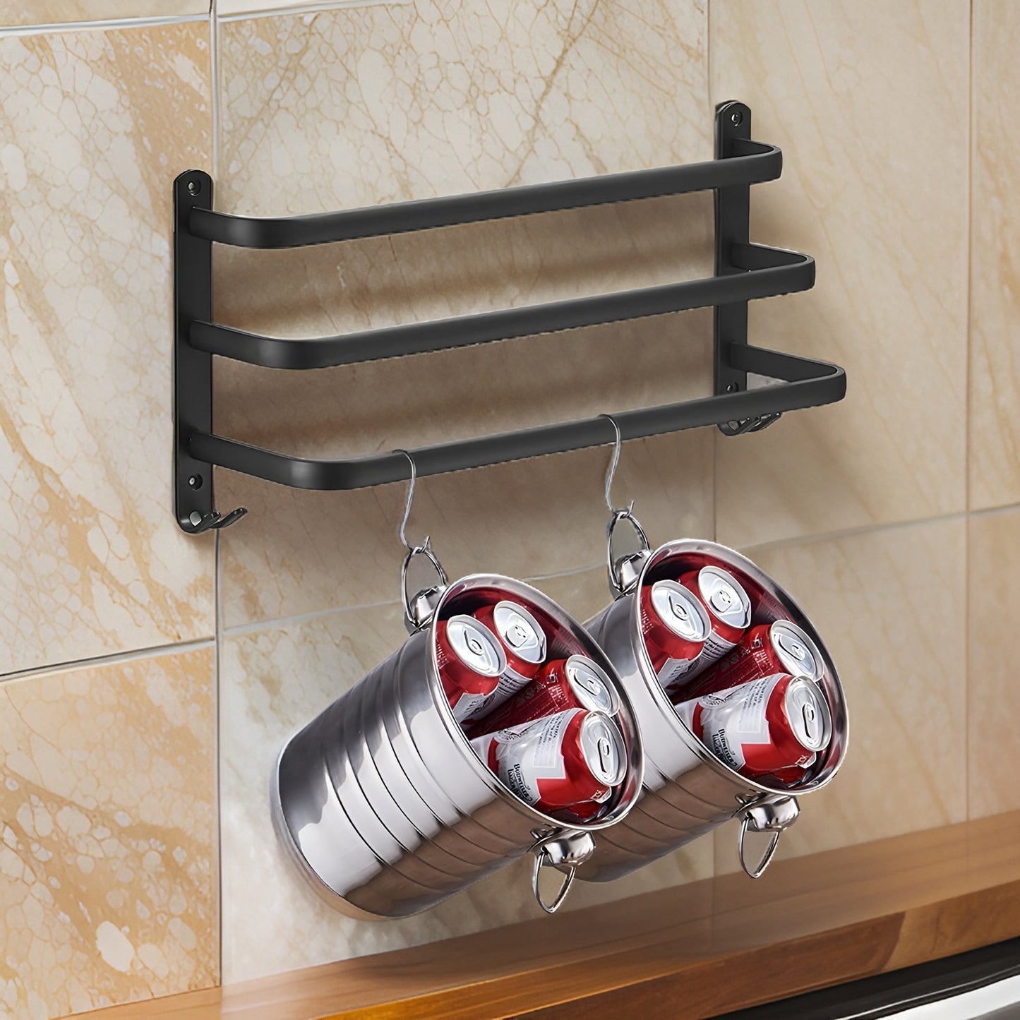 Wall-Mounted Towel Rack – Black Aluminum, 3-Tier Design for the Bathroom or Wellness Area 5