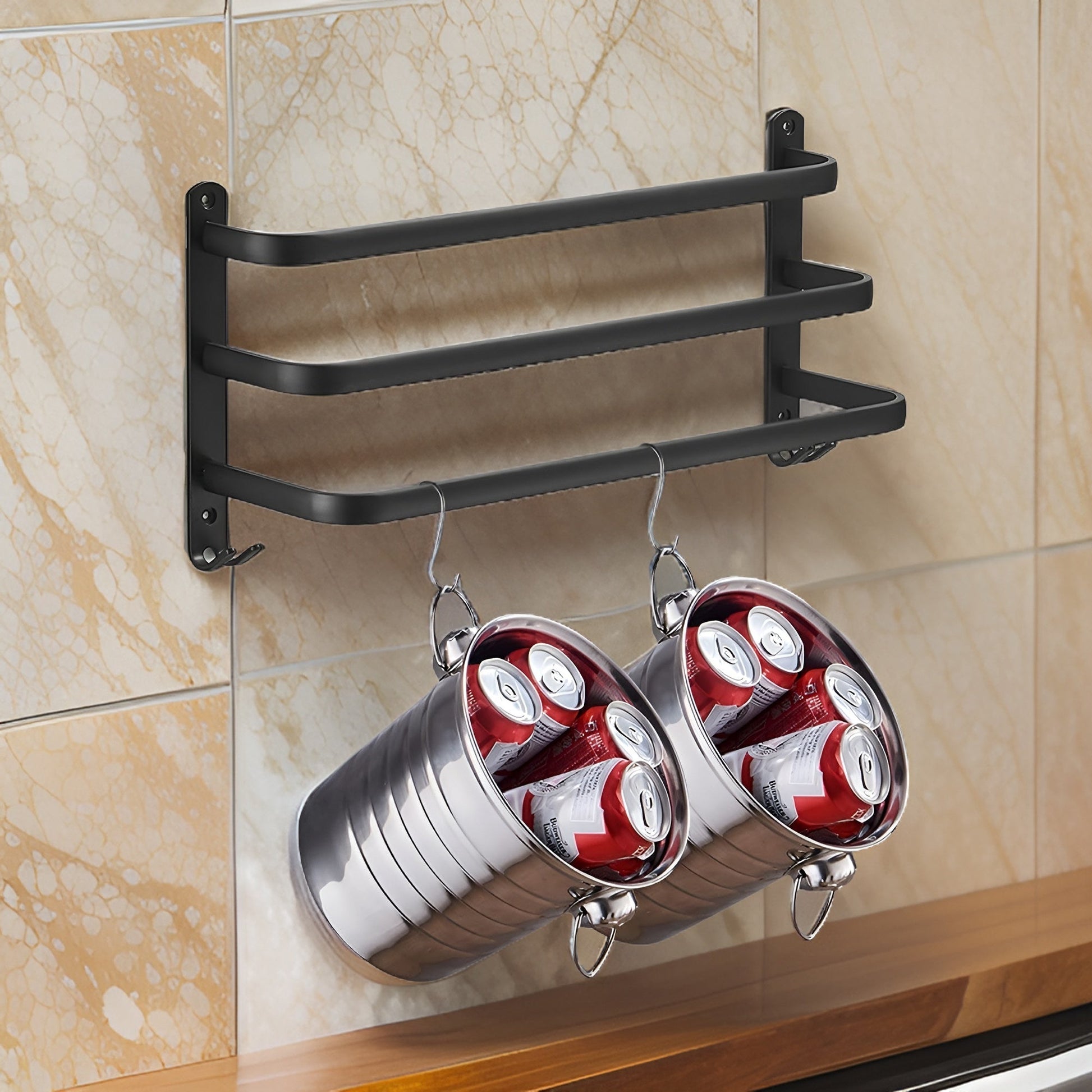 Wall-Mounted Towel Rack – Black Aluminum, 3-Tier Design for the Bathroom or Wellness Area 5