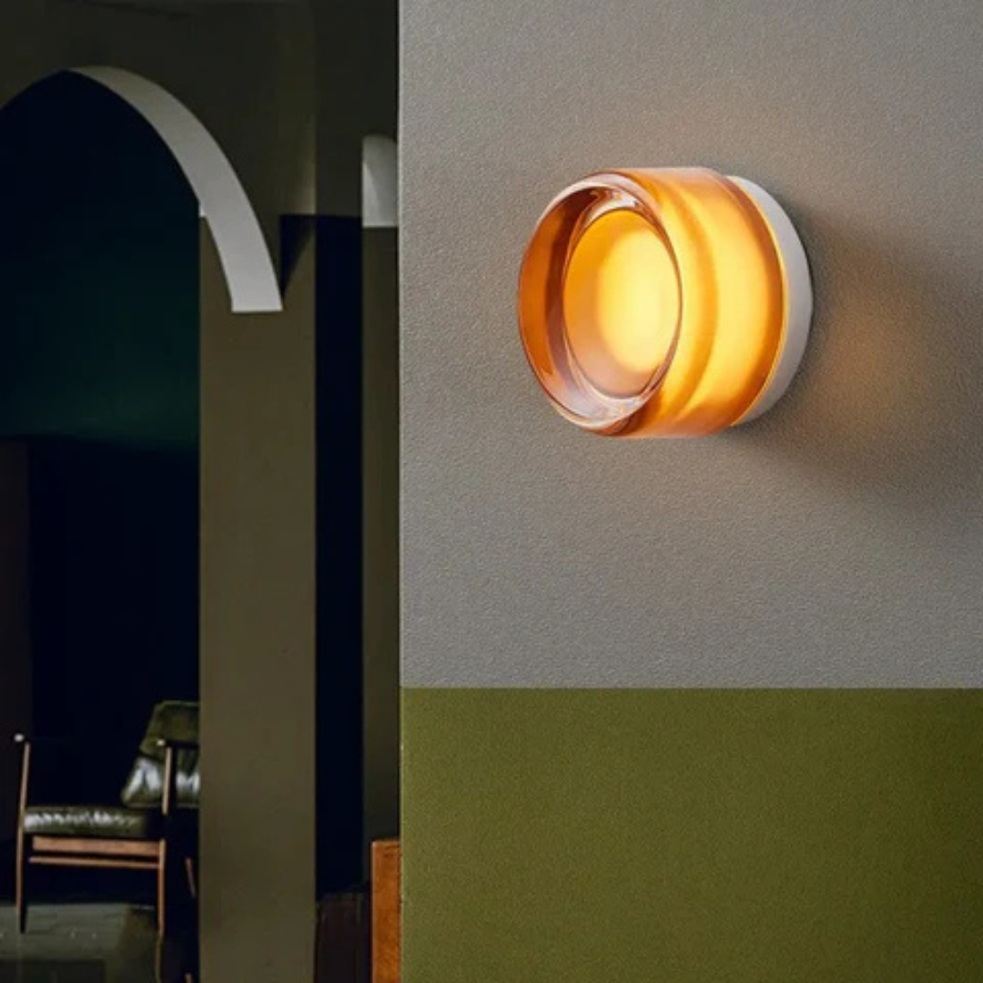 Wall Sconce | Scandinavian Glass & Iron Circular Light
