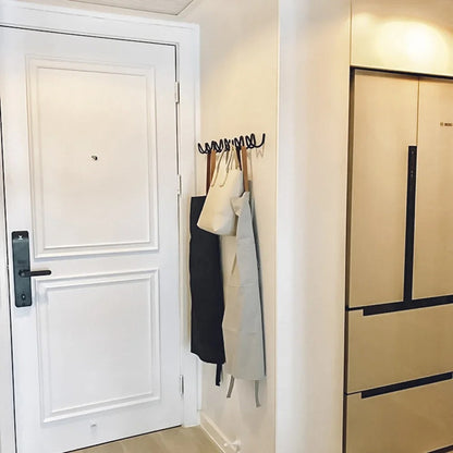 Wall-mounted coat rack – Black cast iron, wavy design for the entryway, bedroom, or bathroom 5