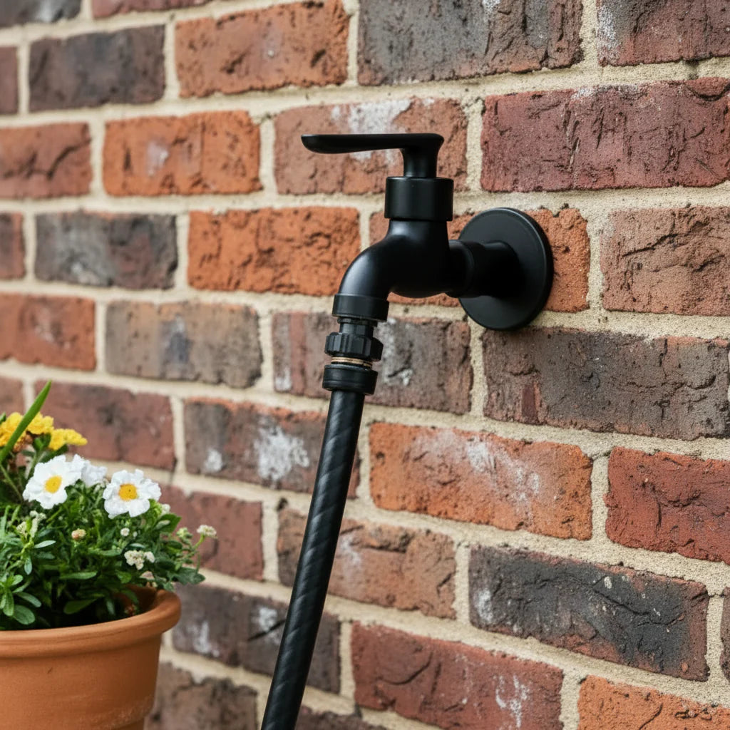Wall-mounted faucet – Matte black brass for the kitchen, bathroom, or garden 1