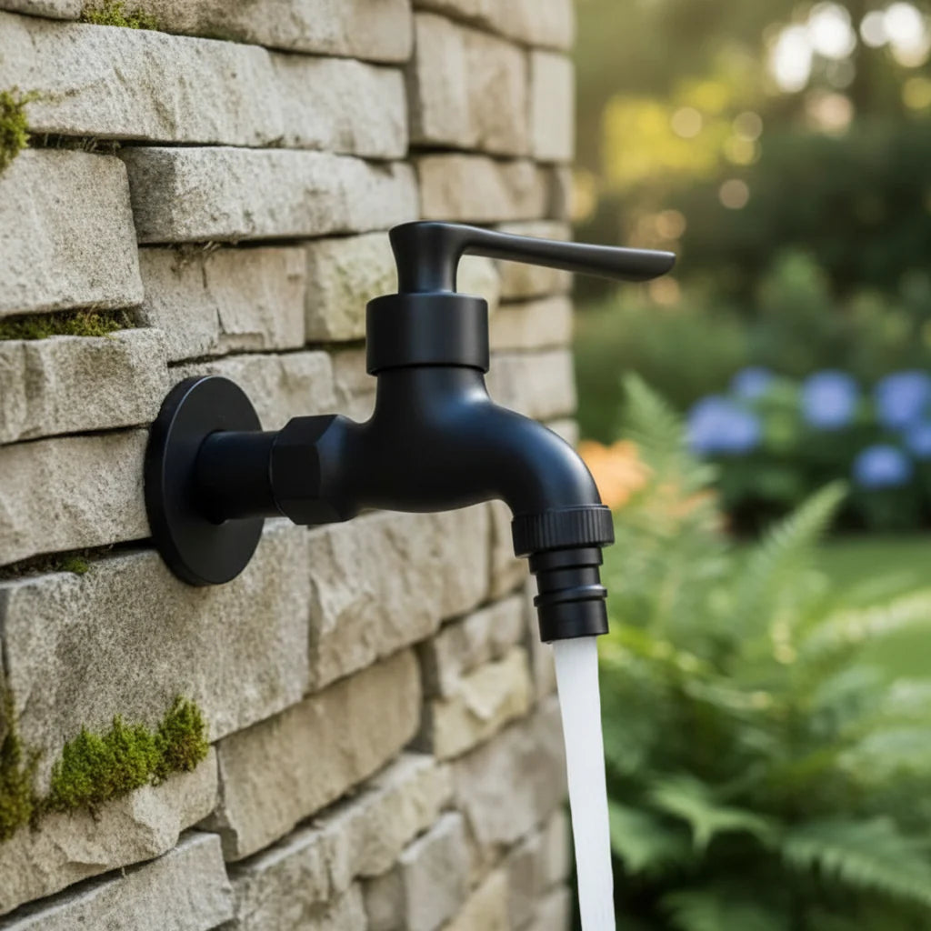 Wall-mounted faucet – Matte black brass for the kitchen, bathroom, or garden 2