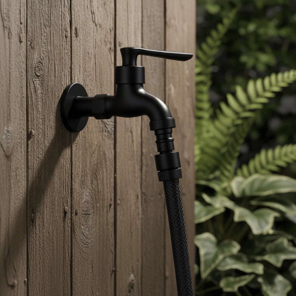 Wall-mounted faucet – Matte black brass for the kitchen, bathroom, or garden 3