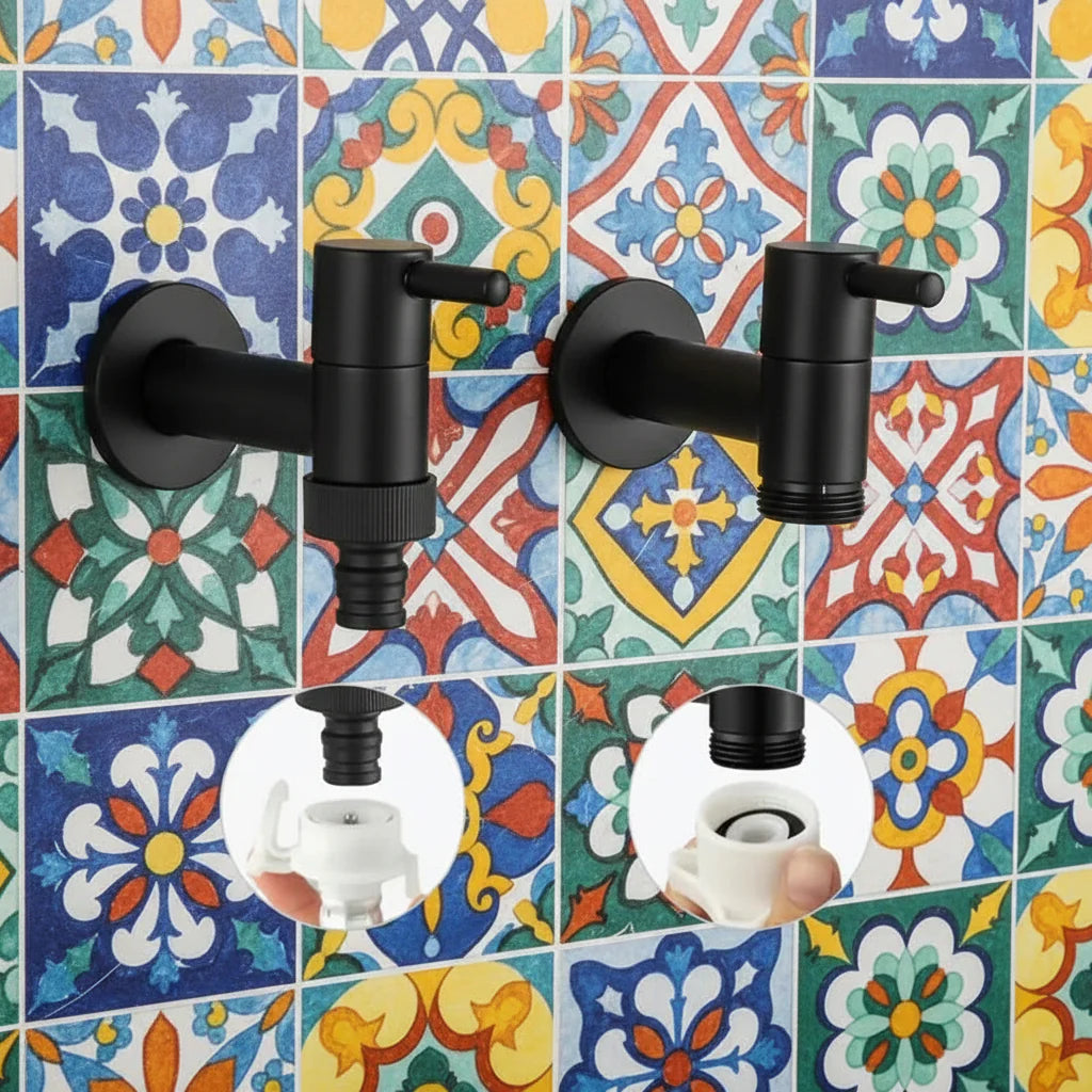 Wall-mounted faucet – Matte black brass for the kitchen, bathroom, or garden 5