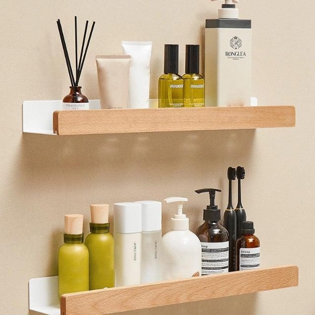 Wall Bathroom Shelf No Drill Storage Rack 7