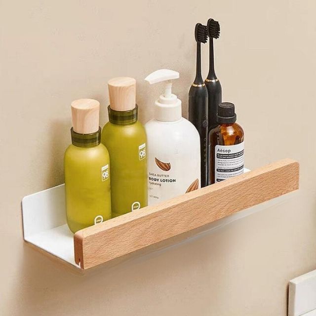 Wall Bathroom Shelf No Drill Storage Rack 9