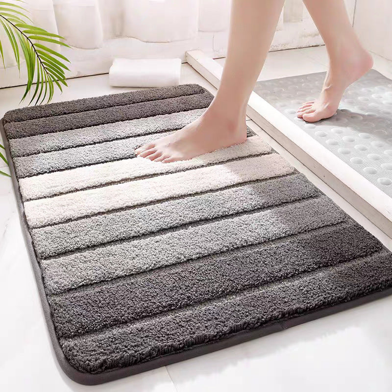 Washable Bathroom Rug Polyester | Absorbent Non-Slip Fluffy Pile | Striped, Green Grey Blue, 40 x 60 cm & 50 x 80 cm 3