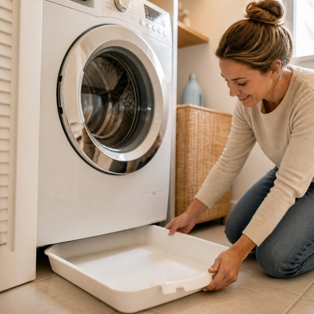 Washing Machine Drainage Tray Polypropylene | Slim Leak-Proof Design, Universal Fit | Protects Floors from Water Damage