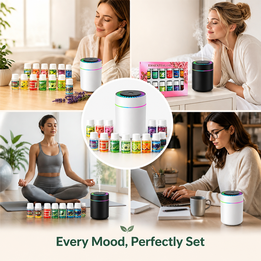 Water-Soluble Essential Oils Set 12 x 3 ml | 12 Scents for Aroma Diffusers | Clog-Free, Long-Lasting Home Fragrance