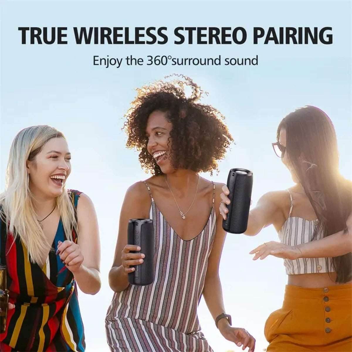 Waterproof Bluetooth Speaker 10W | Bluetooth 5.2 TWS Dual Pairing | 12H Playtime, TF Card/USB Flash Drive Support