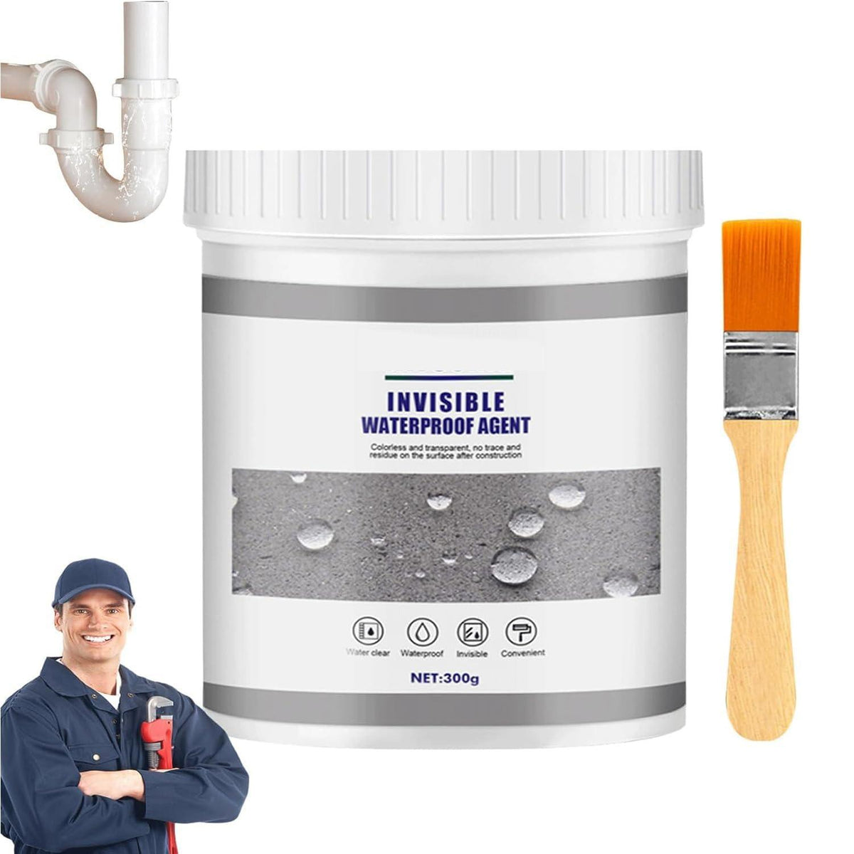 Waterproof Sealant 300g 2-Piece Set | Flexible Silicone Formula | Bonds Wood, Metal, Ceramic & Stone, Weatherproof Seal