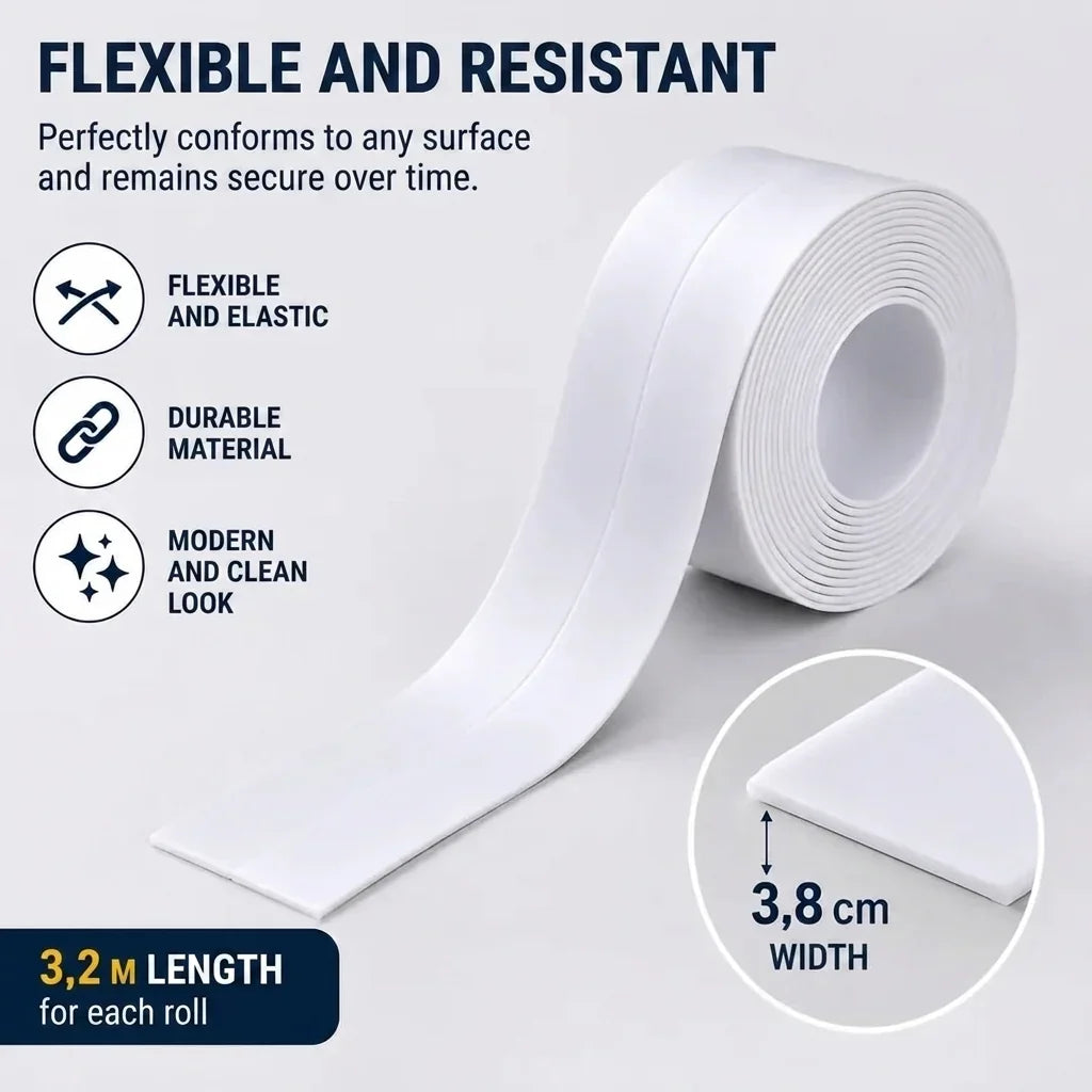 Waterproof Sealing Tape Strips | Self-Adhesive Seal for Gaps, Joints & Pipes | Blocks Leaks & Prevents Mould Instantly