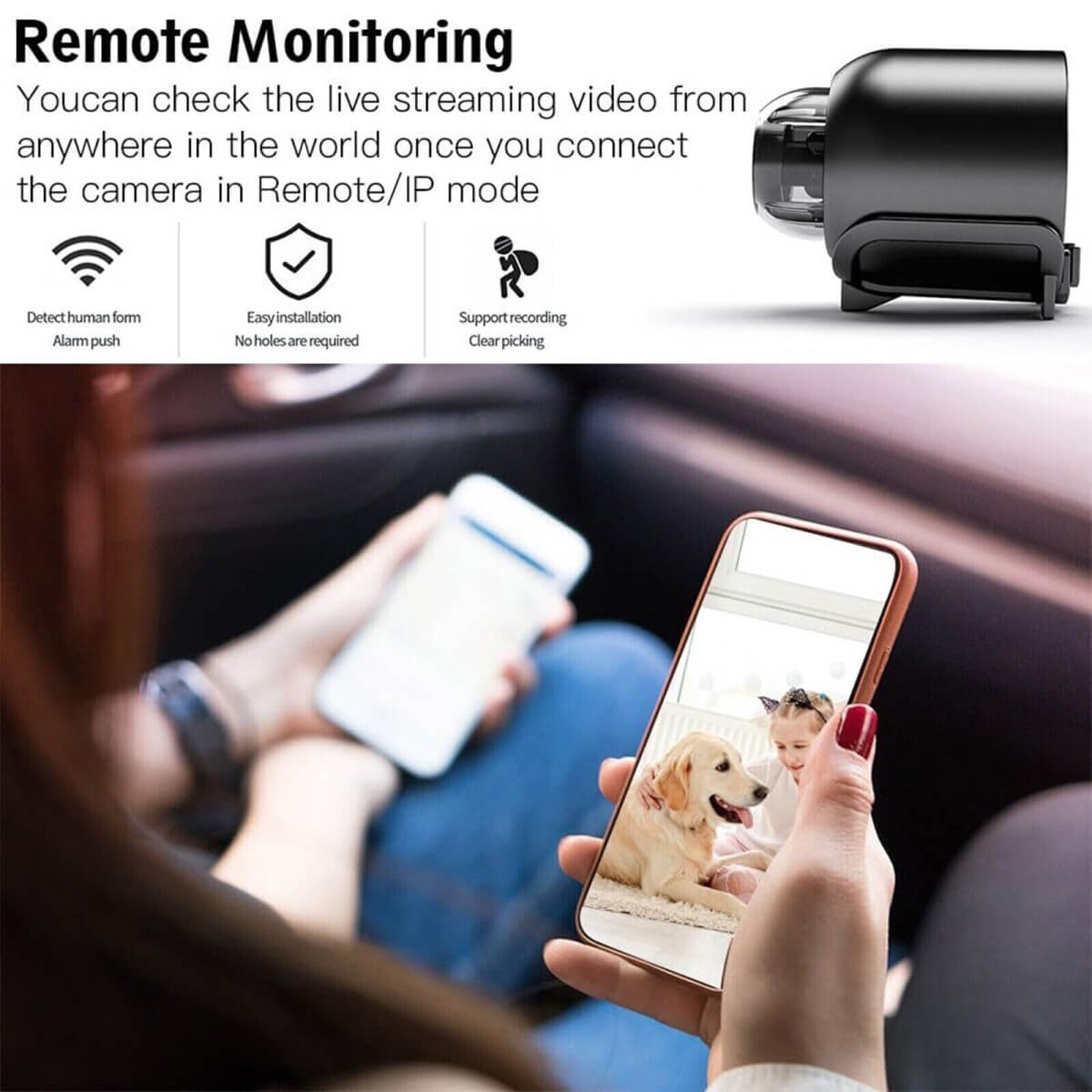 Mini WiFi Camera 1080P HD | Night Vision & 160° Wide Angle Lens | Waterproof, Human Detection, 20-Day Continuous Recording 4