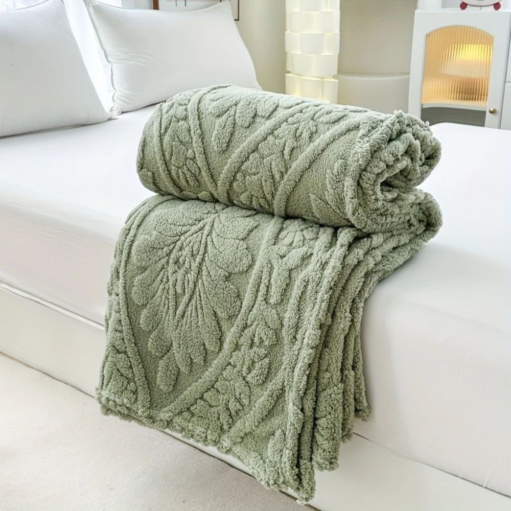 Jacquard Fleece Throw Blanket | Woven Geometric Pattern Design for Sofa, Bed & Chairs | Lightweight Machine Washable Layer 1