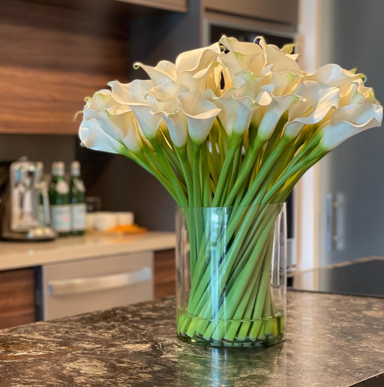 White Calla Lily Arrangement in Glass Vase 0