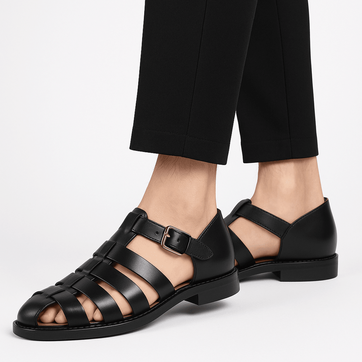 William | Men's Sandals With Closed Woven Design - Comfortable Padded Footbed