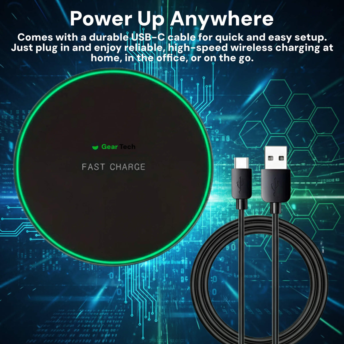 Wireless Charging Pad 15W | Fast Qi Charging for iPhone, Samsung & Pixel | Slim Cable-Free Charger Base for Home & Office
