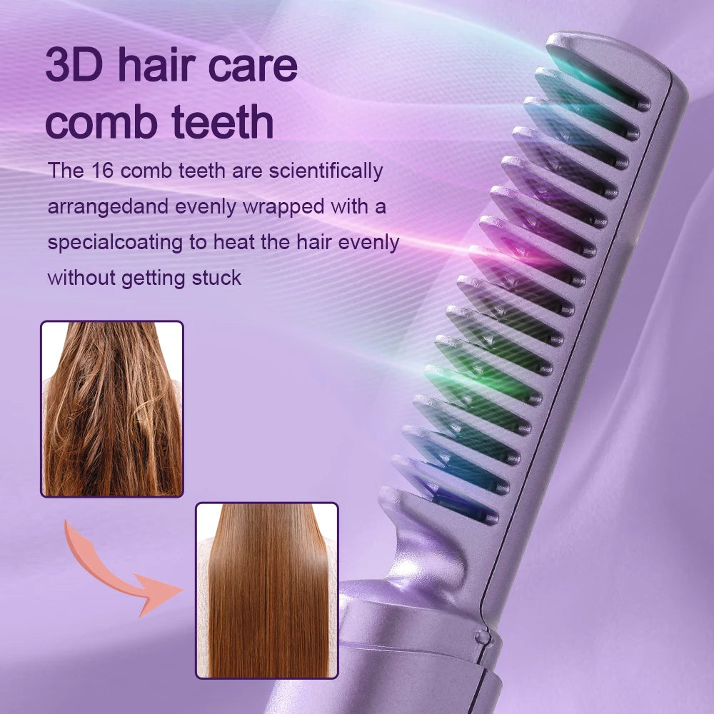 Wireless Hair Straightener | Cordless Heated Comb