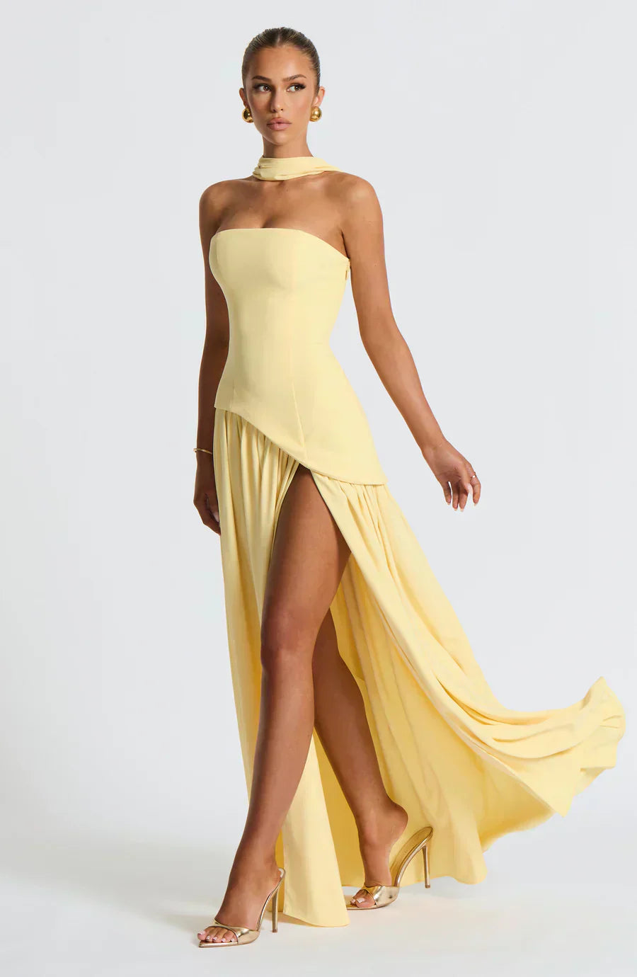 Women's Asymmetric Cut Maxi Dress – 100% Polyester