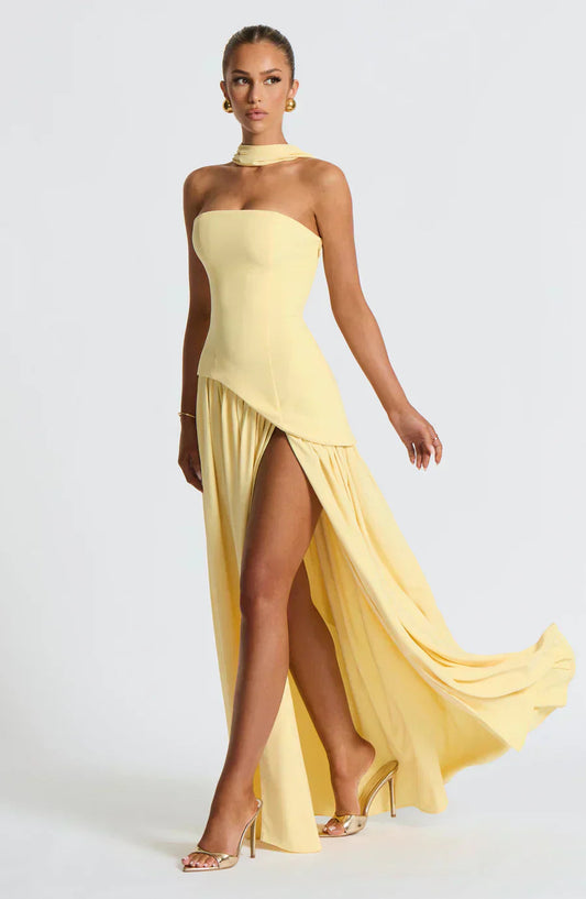 Women's Asymmetric Cut Maxi Dress – 100% Polyester