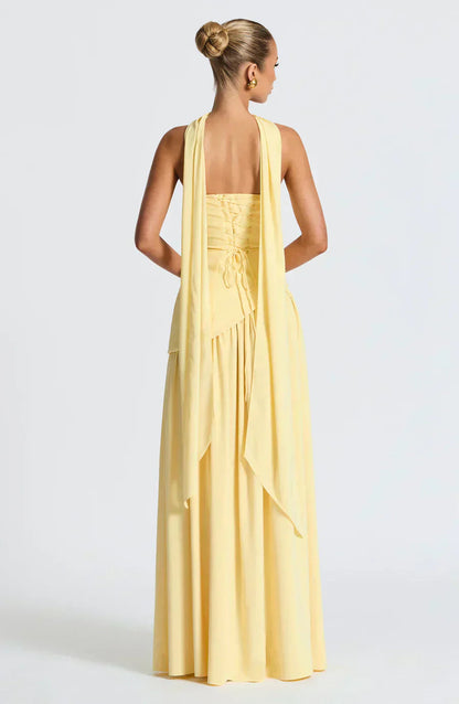 Women's Asymmetric Cut Maxi Dress – 100% Polyester