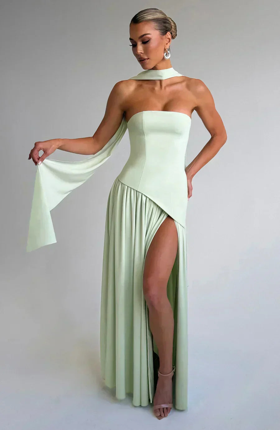 Women's Asymmetric Cut Maxi Dress – 100% Polyester