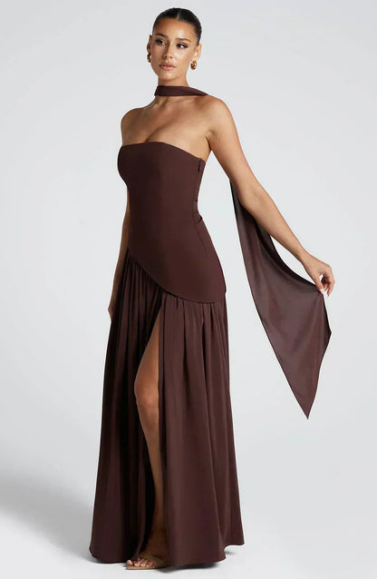 Women's Asymmetric Cut Maxi Dress – 100% Polyester