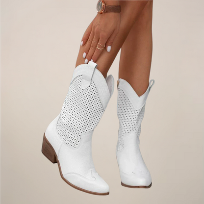 Women's Cowgirl Boots – Perforated Mid-Calf Lightweight Design
