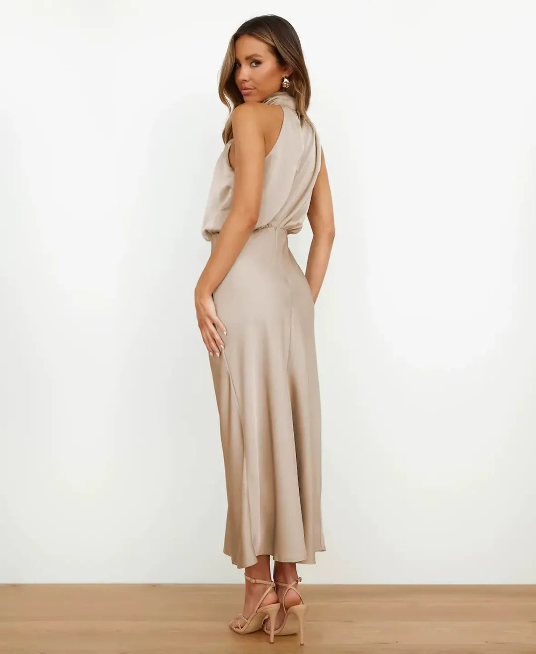 Women’s High Waist Midi Dress – Sleeveless Cotton Blend for Versatile Wear