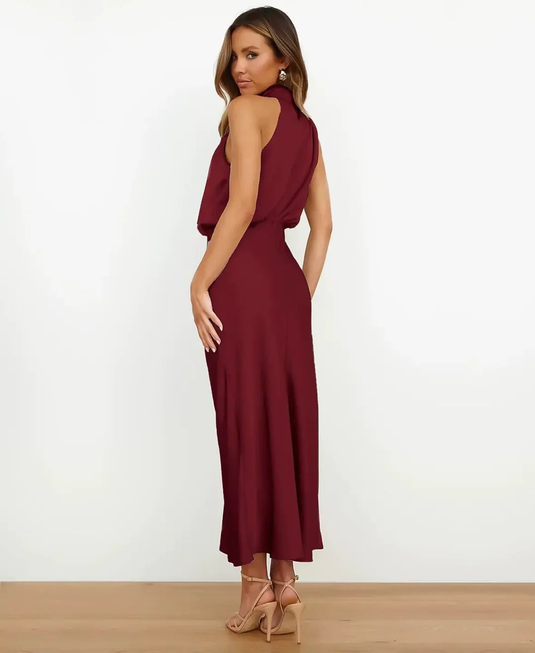 Women’s High Waist Midi Dress – Sleeveless Cotton Blend for Versatile Wear