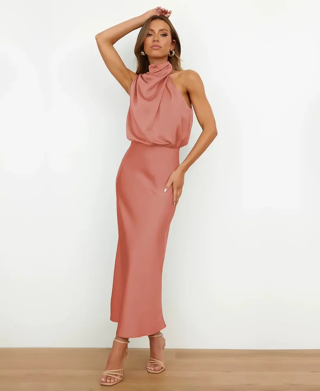 Women’s High Waist Midi Dress – Sleeveless Cotton Blend for Versatile Wear