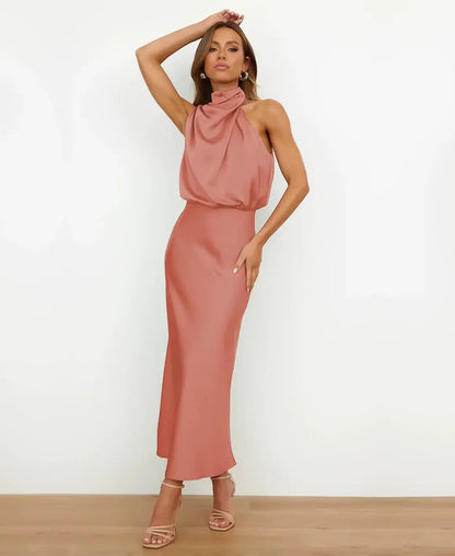 Women’s High Waist Midi Dress – Sleeveless Cotton Blend for Versatile Wear