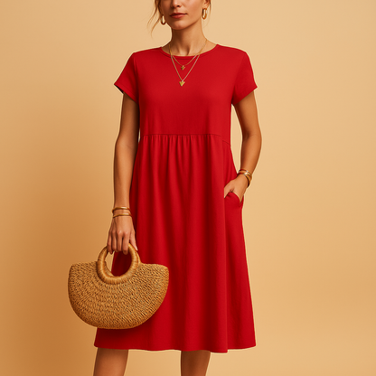 Women’s Midi Summer Dress – Breathable Fabric Comfortable Fit