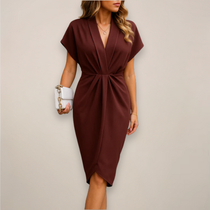 Women’s Midi Wrap Dress – Adjustable Tie Fluid Drape Summer Style