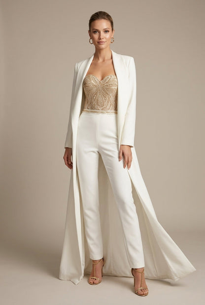 Women’s Sequin Jumpsuit – Strapless Sweetheart Neckline Wide-Leg Design