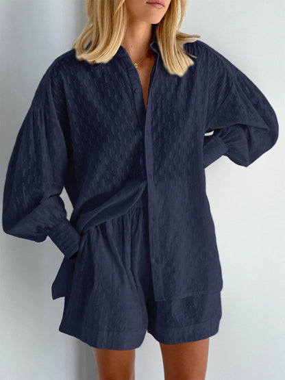 Women’s Shorts Set – Oversized Shirt with Matching Broderie Shorts