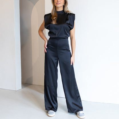 Women's Sleeveless Jumpsuit – High Neck Wide Leg Design for Events