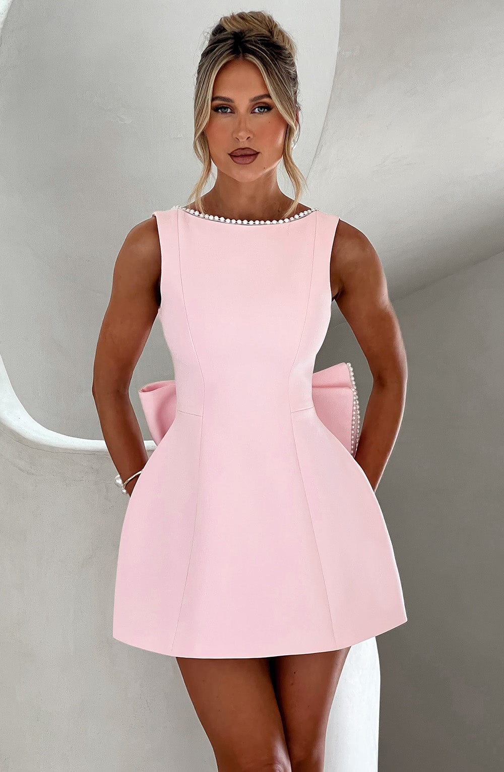 Women’s Structured Mini Dress – Tailored Polyester Design for Weddings