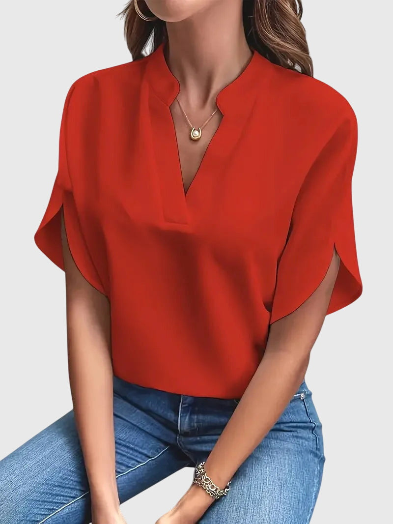 Women's V-Neck Shirt – Soft Fabric, Elegant Relaxed Fit
