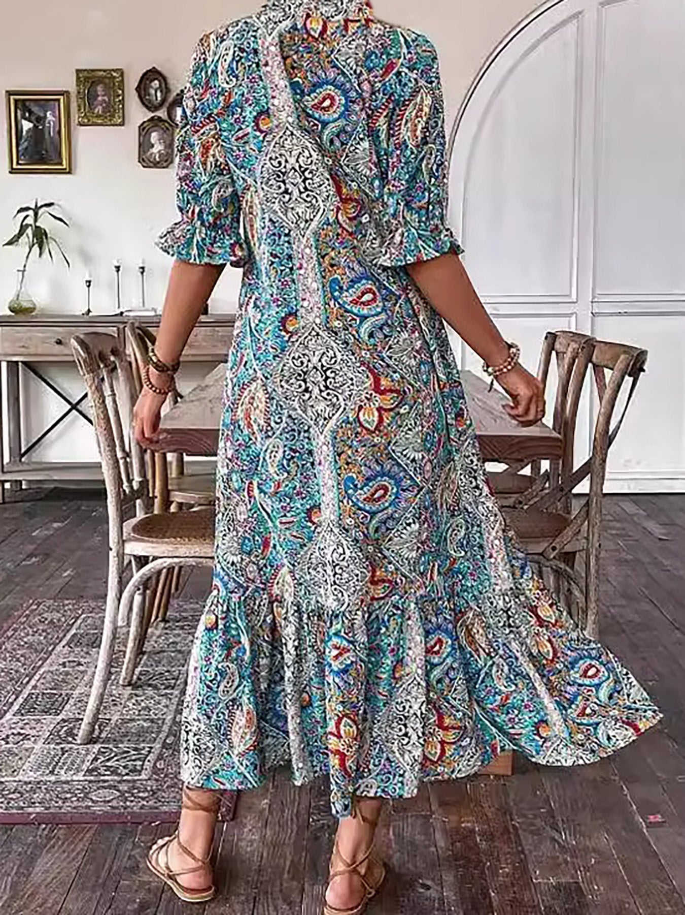 Women's Boho Maxi Dress – Tiered Skirt, Relaxed Summer Fit