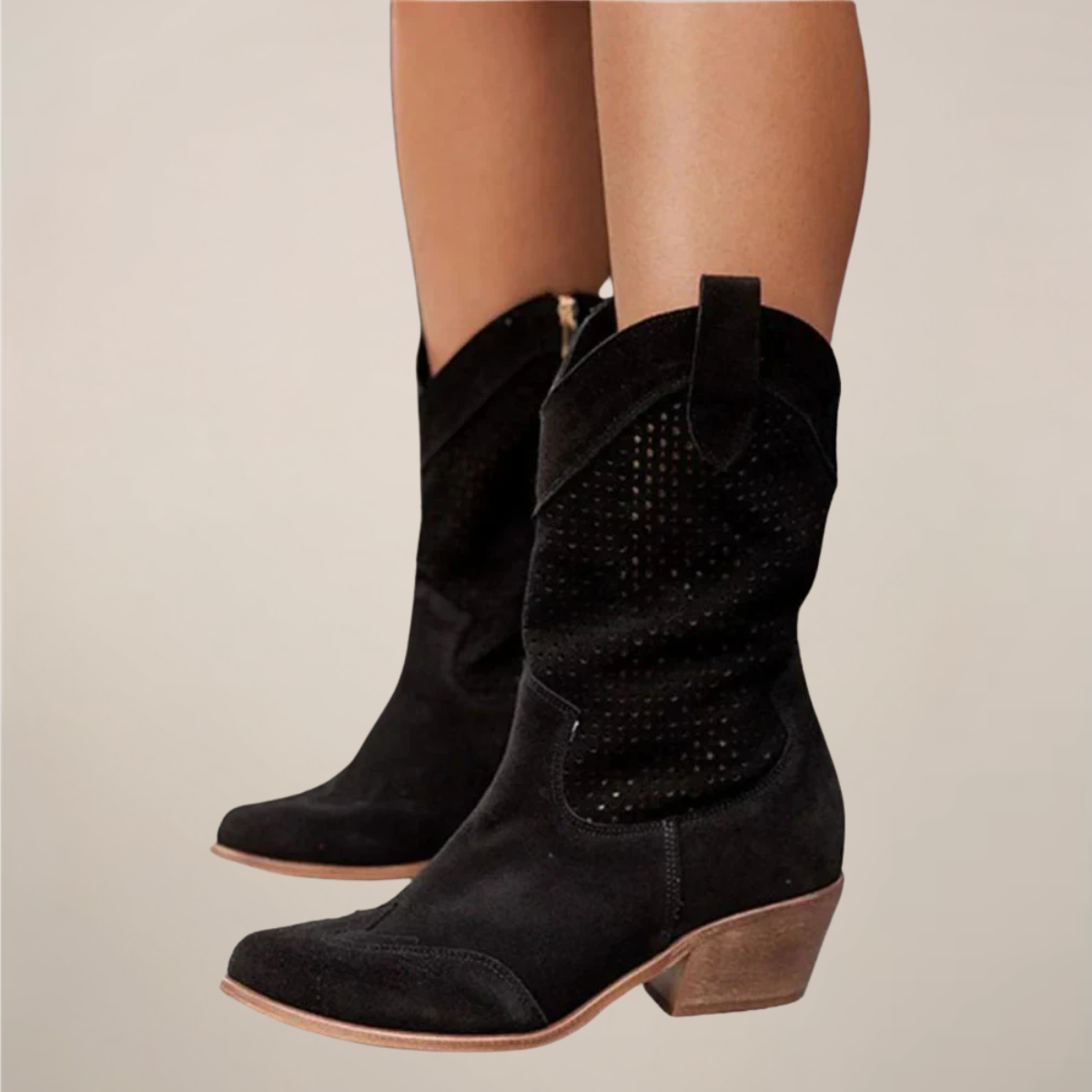 Women's Cowgirl Boots – Perforated Mid-Calf Lightweight Design