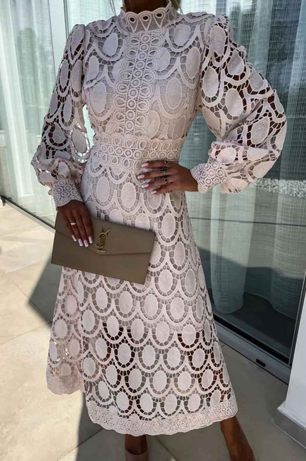 Women's Lace Midi Dress – High-Quality Fabric Design
