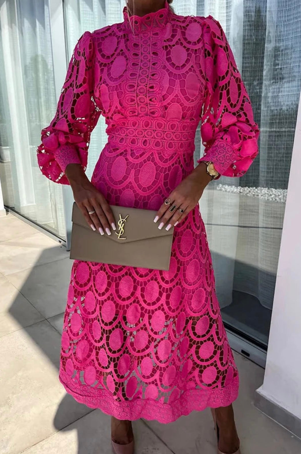Women's Lace Midi Dress – High-Quality Fabric Design