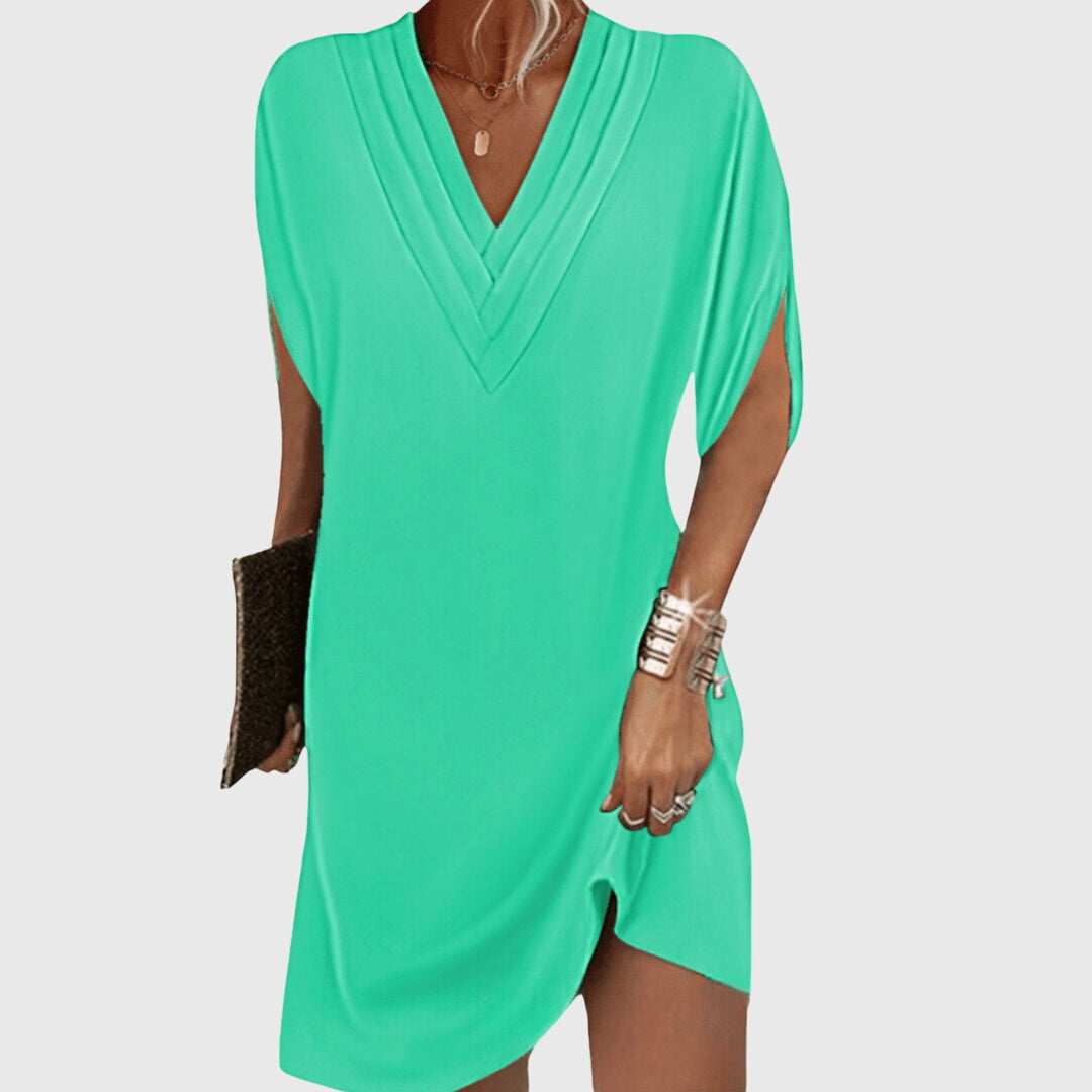 Women's Maxi Dress – Flowy Silhouette, Elegant V-Neckline, Plus Size Available