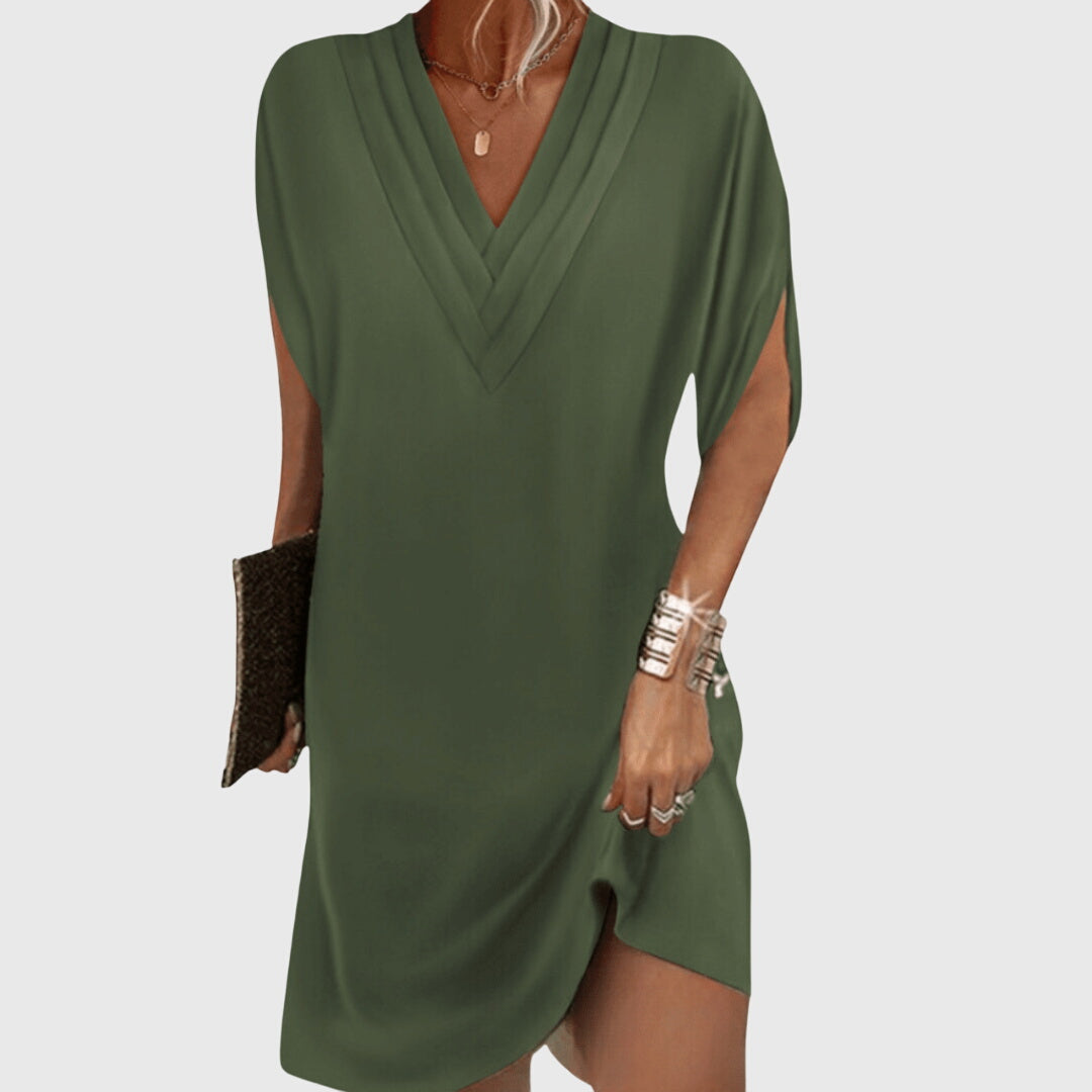 Women's Maxi Dress – Flowy Silhouette, Elegant V-Neckline, Plus Size Available