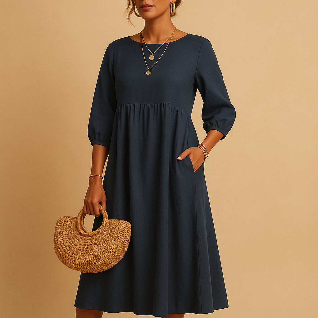 Women’s Midi Summer Dress – Breathable Fabric Comfortable Fit
