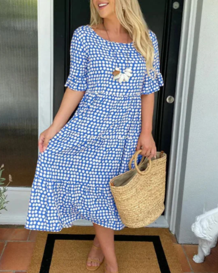 Women's Short-Sleeve Midi Dress – Relaxed Fit, Everyday Style