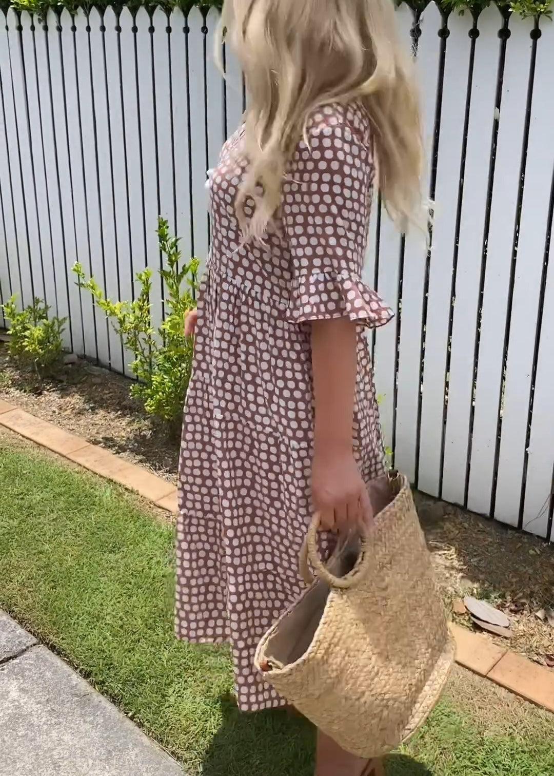 Women's Short-Sleeve Midi Dress – Relaxed Fit, Everyday Style