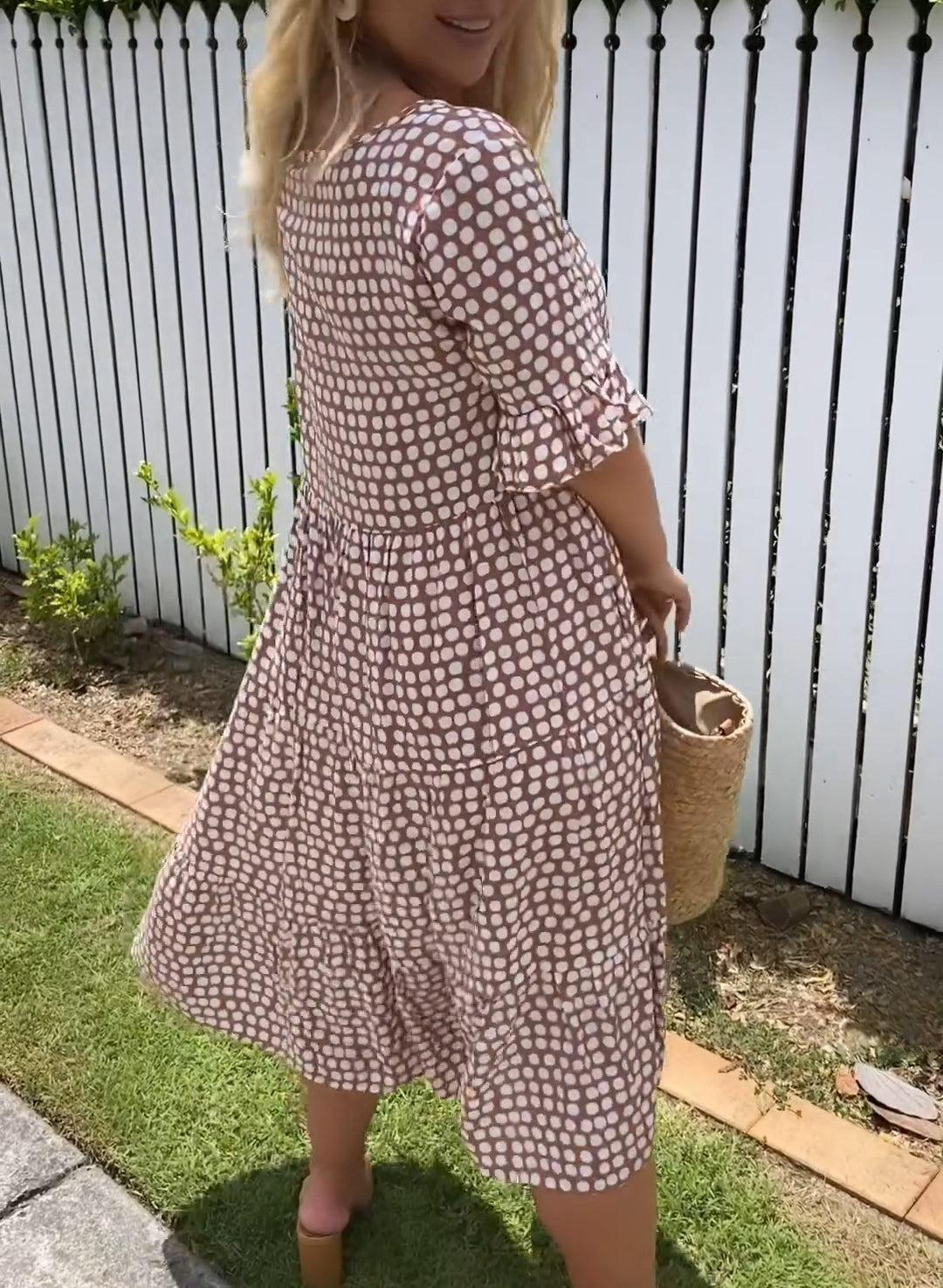 Women's Short-Sleeve Midi Dress – Relaxed Fit, Everyday Style