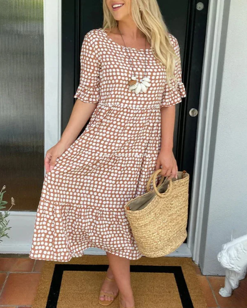 Women's Short-Sleeve Midi Dress – Relaxed Fit, Everyday Style